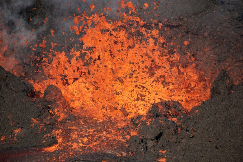 A powerful capture of lava erupting from an Icelandic volcano.